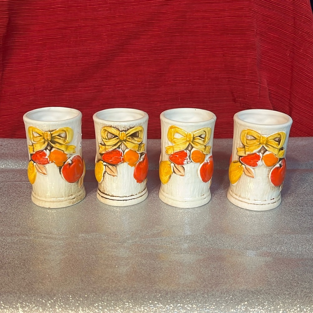 Vintage Napcoware Fruit with a 4 Yellow bow juice cups replacement or add on set